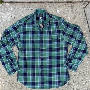 J.CREW Midweight Flannel Shirt - Medium - Rugby Green (Green/Navy) - NWT